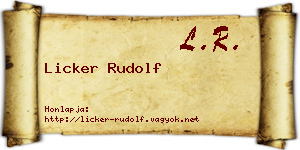 Licker Rudolf névjegykártya